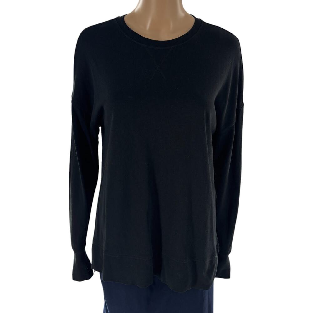 Sweaty Betty Black Cotton After Class Longline Pullover Sweatshirt - Picture 4 of 12